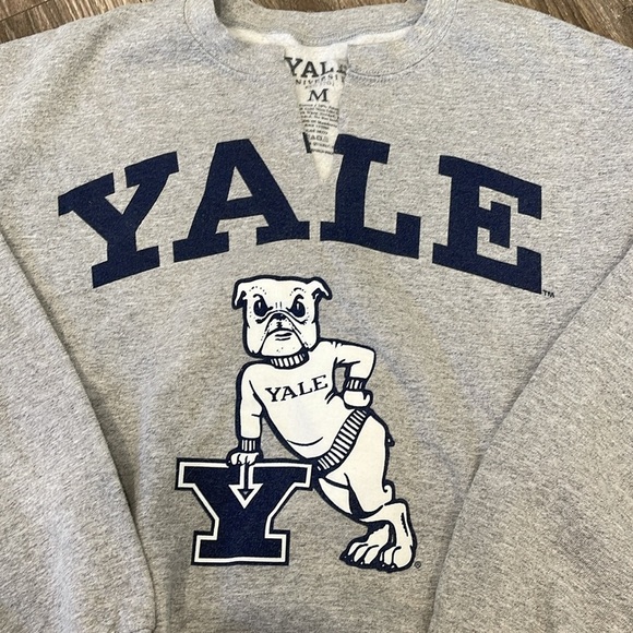 YALE Gray Crewneck Sweater Size Medium - Picture 2 of 2